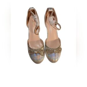 NWT Liheels Holographic Shoes W Rhinestone Size 3